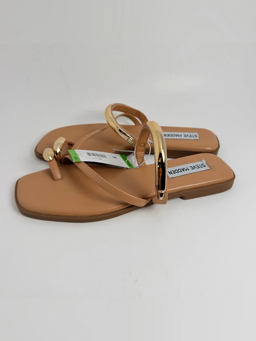 Steve Madden Tan Thong Sandal with Gold Rings